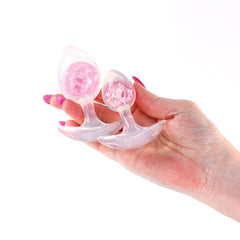 Glams Cosmic Clear/Pink Butt Plugs - Set of 2 Sizes