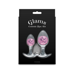 Glams Cosmic Clear/Pink Butt Plugs - Set of 2 Sizes