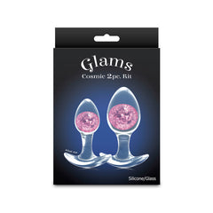 Glams Cosmic Clear/Pink Butt Plugs - Set of 2 Sizes