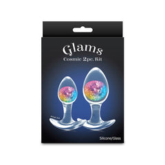 Glams Cosmic Clear/Rainbow Butt Plugs - Set of 2 Sizes