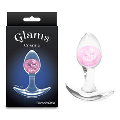 Glams Cosmic Butt Plug - Clear/Pink 8.1 cm Small