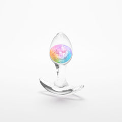 Glams Cosmic Butt Plug - Clear/Rainbow 8.1 cm Small