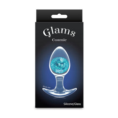 Glams Cosmic Medium Butt Plug - Clear/Blue 9.5 cm