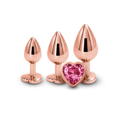 Rear Assets Trainer Butt Plug Kit - Rose Gold - Pink Heart