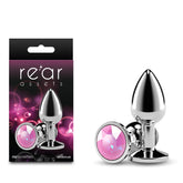 Rear Assets Silver - Small - Pink Gem - Silver Small Metal Butt Plug with Pink Gem Base