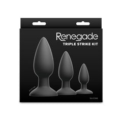 Renegade Triple Strike Kit - Black - Black Butt Plugs - Set of 3 Sizes