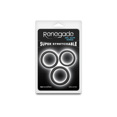Renegade 3pc Slim Rings - Black - Black Cock Rings - Set of 3 Sizes
