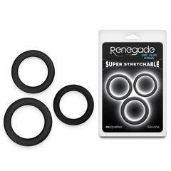 Renegade 3pc Slim Rings - Black - Black Cock Rings - Set of 3 Sizes