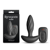 Renegade Flash - Black - Black 10.3 cm USB Rechargeable Vibrating Butt Plug