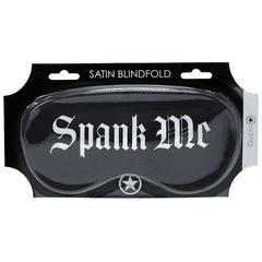 OUCH! Satin Mask - Spank Me - Black Printed Eye Mask