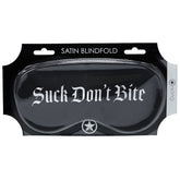 OUCH! Satin Mask - Suck Don't Bite - Black Printed Eye Mask