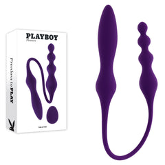 Playboy Pleasure THIS & THAT Flexible Dual Ended Vibrator - Purple 60 cm USB Rechargeable