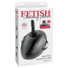 Fetish Fantasy Series Body Dock Inflatable Love Ball - Black Inflatable Cushion with Black 15.2 cm Dildo