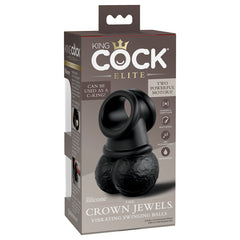 King Cock Elite Vibrating Silicone Balls Cock Ring - Black