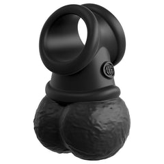 King Cock Elite Vibrating Silicone Balls Cock Ring - Black