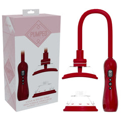 PUMPED Vulva & Breast Pump with Tongue Stimulator - Red - Red USB Rechargeable Ladies Pump Set