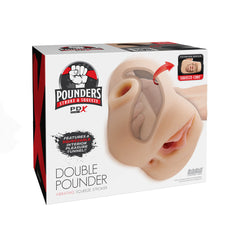 PDX Plus Double Pounder Vibrating Squeeze Stroker - Flesh - Flesh USB Rechargeable Vibrating Vagina Stroker