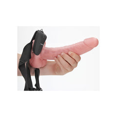 REALROCK Vibrating Hollow Strapon + Balls - 23cm Flesh