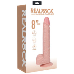 REALROCK 20cm Vibrating + Rotating Cock + Balls - Flesh Dildo