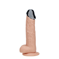 REALROCK Metal Head 6'' Rechargeable Dildo - Flesh - Flesh 16.2 cm USB Rechargeable Vibrating Dildo with Metal Head and Wireless Remote