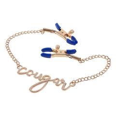 Sex & Mischief Cougar Nipple Clamps - Gold Nipple Clamps with 33 cm Chain