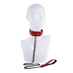 S&M Exs & Ohs Collar and Leash - Red Neck Restraint