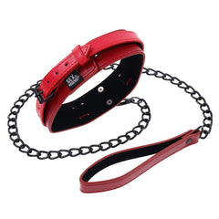 S&M Exs & Ohs Collar and Leash - Red Neck Restraint