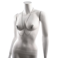 S&M Exs & Ohs Body Jewelry with Nipple Ties - Metal Chain with Nipple Ties