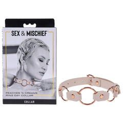 Sex & Mischief Peaches n CreaMe Ring Day Collar - Peach Bondage Collar