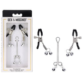 S&M Shadow Bell Nipple and Clit Jewelry - Metal Nipple Clamps and Clitoris Clamp