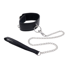 EDGE Collar & Leash - Neck Restraint with Heavy Duty Metal Leash - Black