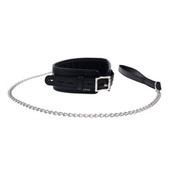 EDGE Collar & Leash - Neck Restraint with Heavy Duty Metal Leash - Black