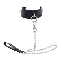 EDGE Collar & Leash - Neck Restraint with Heavy Duty Metal Leash - Black