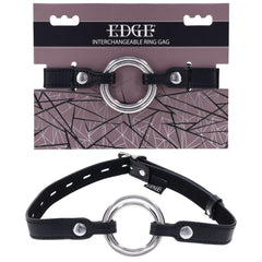 EDGE Interchangeable Ring Gag - Black Mouth Gag Restraint with 2 Interchangeable Pieces