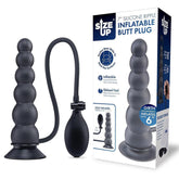 Size Up 7 Inch Ripple Inflatable Butt Plug - Black 20.3 cm