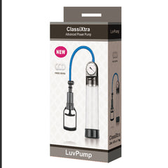 LuvPump ClassiXtra Advanced Power Penis Pump with Pressure Gauge - Clear