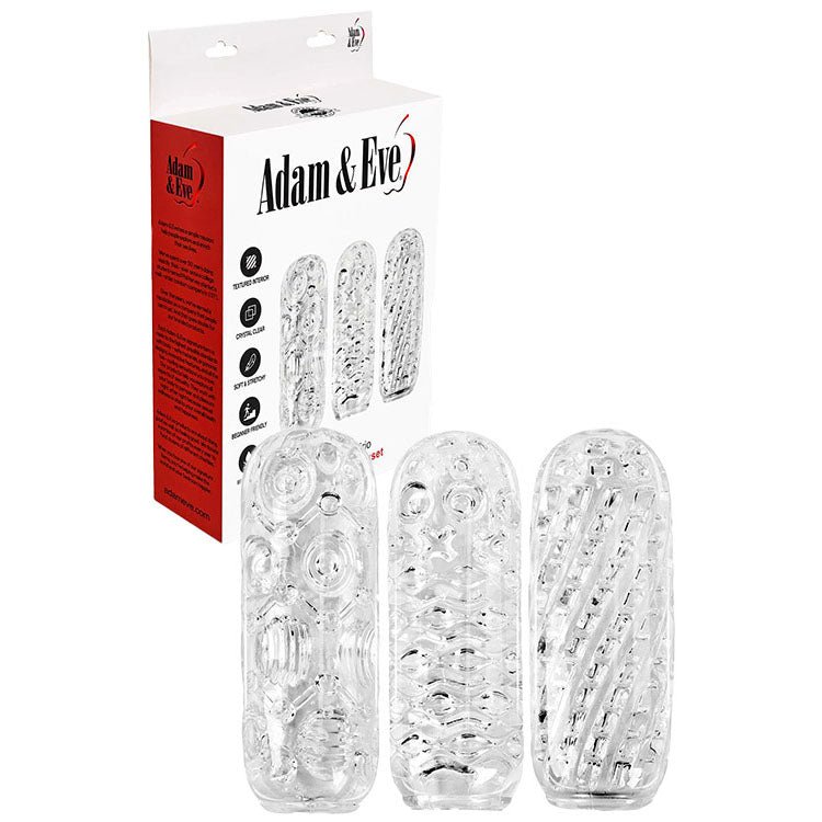 Adam & Eve ADAM'S CRYSTAL TRIO - Clear Strokers - 3 Pack - MASTURBATORS - Mr and Mrs D's