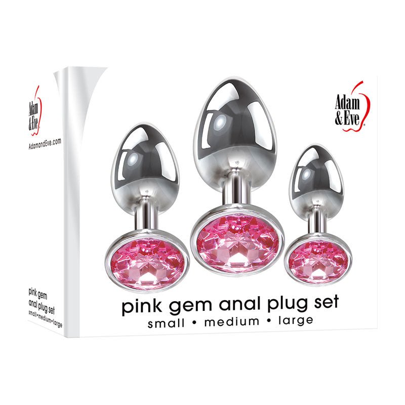 Adam & Eve Pink Gem Anal Butt Plug Set - Mr and Mrs D's