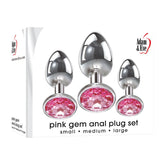 Adam & Eve Pink Gem Anal Butt Plug Set - Mr and Mrs D's