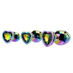 Adam & Eve Rainbow Heart Gem Anal Plug Set – 3 Sizes - ANAL TOYS - Mr and Mrs D's