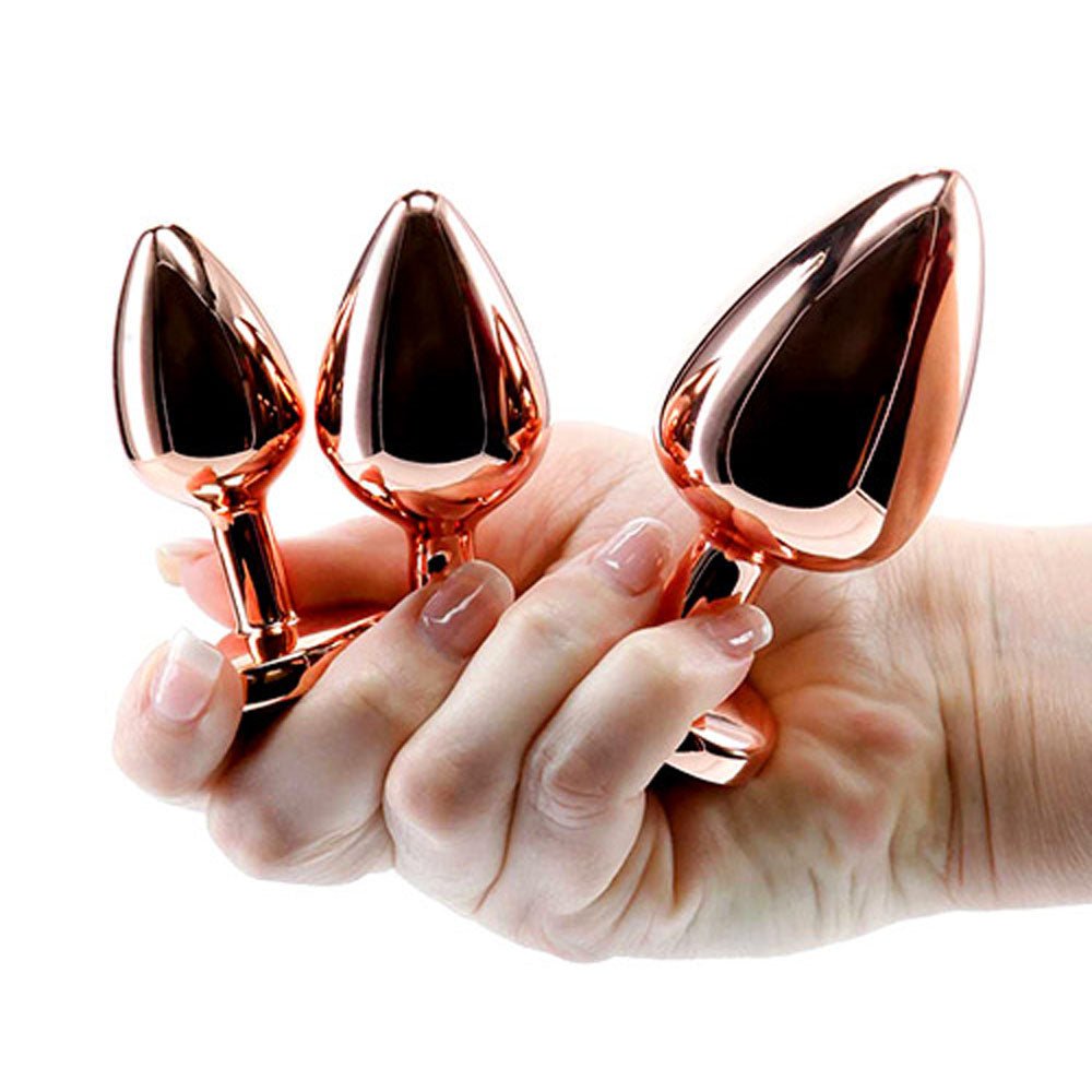 Adam & Eve ROSE GOLD HEART GEM ANAL PLUG SET - 3 Sizes - ANAL TOYS - Mr and Mrs D's