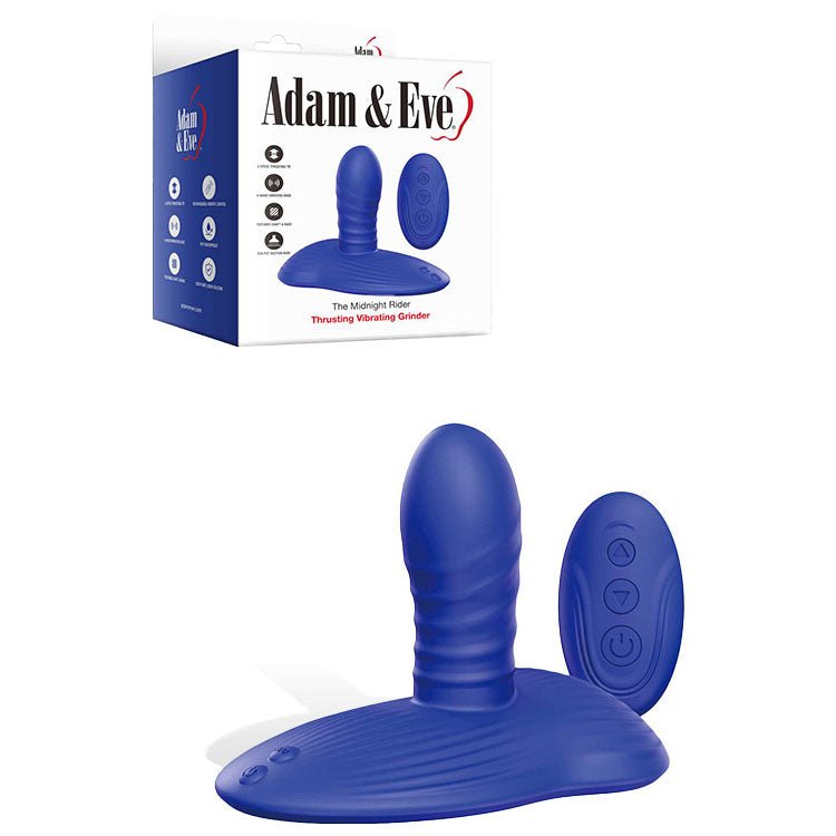 Adam & Eve THE MIDNGHT RIDER - Thrusting Vibrating Grinder with Remote Control - Blue - Mr and Mrs D's