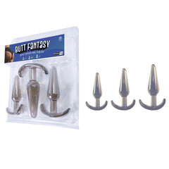 Butt Fantasy Triple Tapered Anal Plug Set - Black - Black Beginners Butt Plugs - Set of 3 Sizes - ANAL TOYS - Mr and Mrs D's