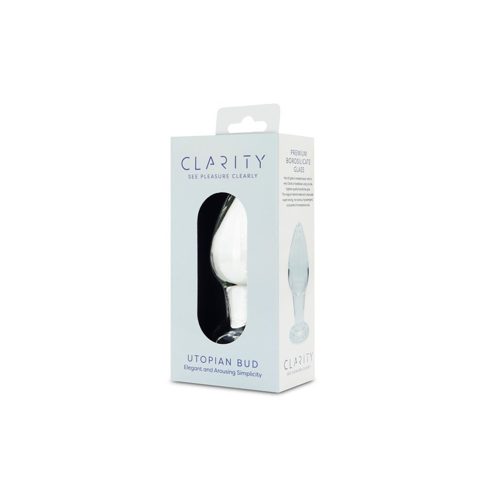 Clarity - Utopian Bud - Clear 8.9 cm Glass Butt Plug - GLASS TOYS - Mr and Mrs D's