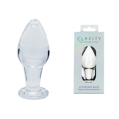 Clarity - Utopian Bud - Clear 8.9 cm Glass Butt Plug - GLASS TOYS - Mr and Mrs D's