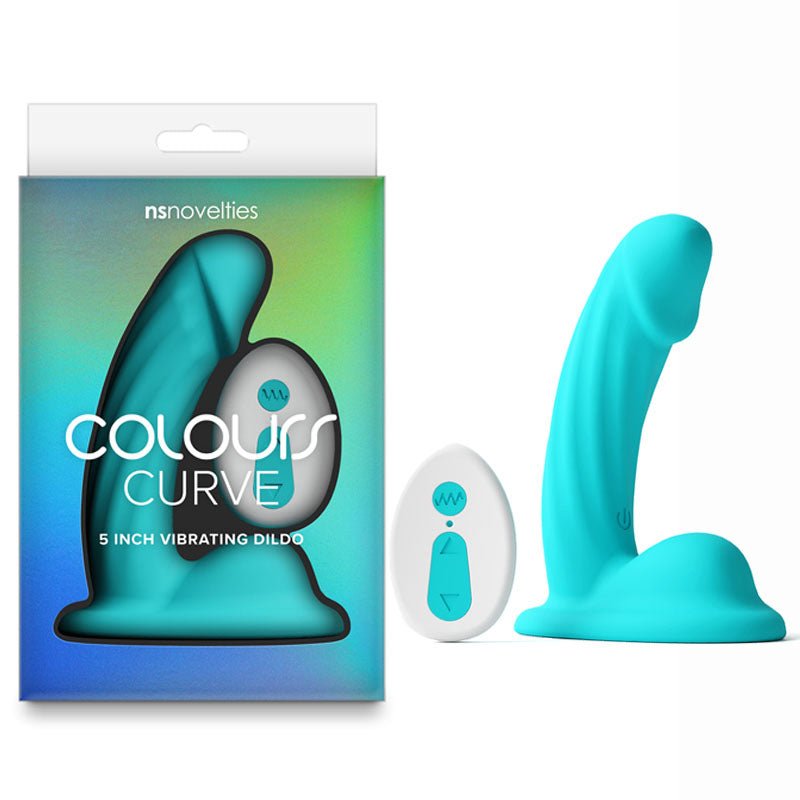 Colours Curve - Vibrating 5'' Dildo - Teal - Teal 12.6 cm USB Rechargeable Vibrating Dildo with Wireless Remote - DONGS - Mr and Mrs D's