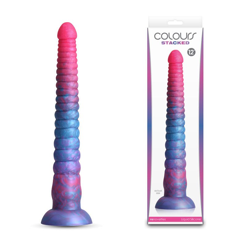 Colours Stacked - 12'' Dildo - Pink/Blue - Pink/Blue 30.6 cm Fantasy Dildo - Mr and Mrs D's