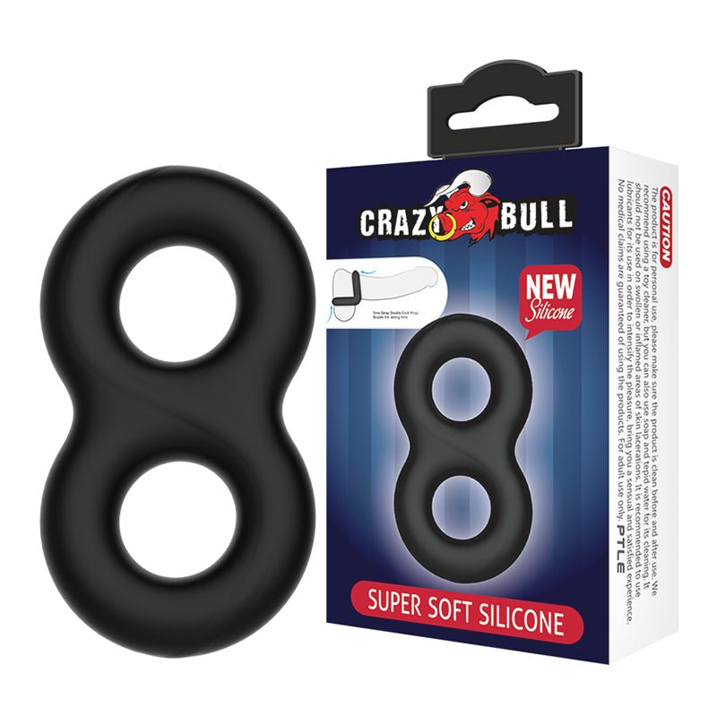 CRAZY BULL Double Donut Cock & Ball Ring - Black Cock & Ball Ring - Mr and Mrs D's