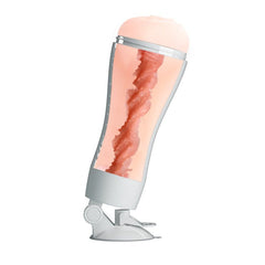 CRAZY BULL FLORA Vibrating Stroker - Flesh USB Rechargeable Vibrating Squeezeable Vagina Stroker with Suction Base - Mr and Mrs D's