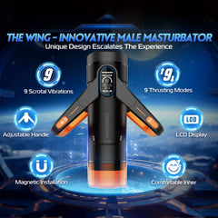 CyberSkin The Wing - Black USB Rechargeable Thrusting & Massaging Auto Masturbator with Heater - MASTURBATORS - Mr and Mrs D's
